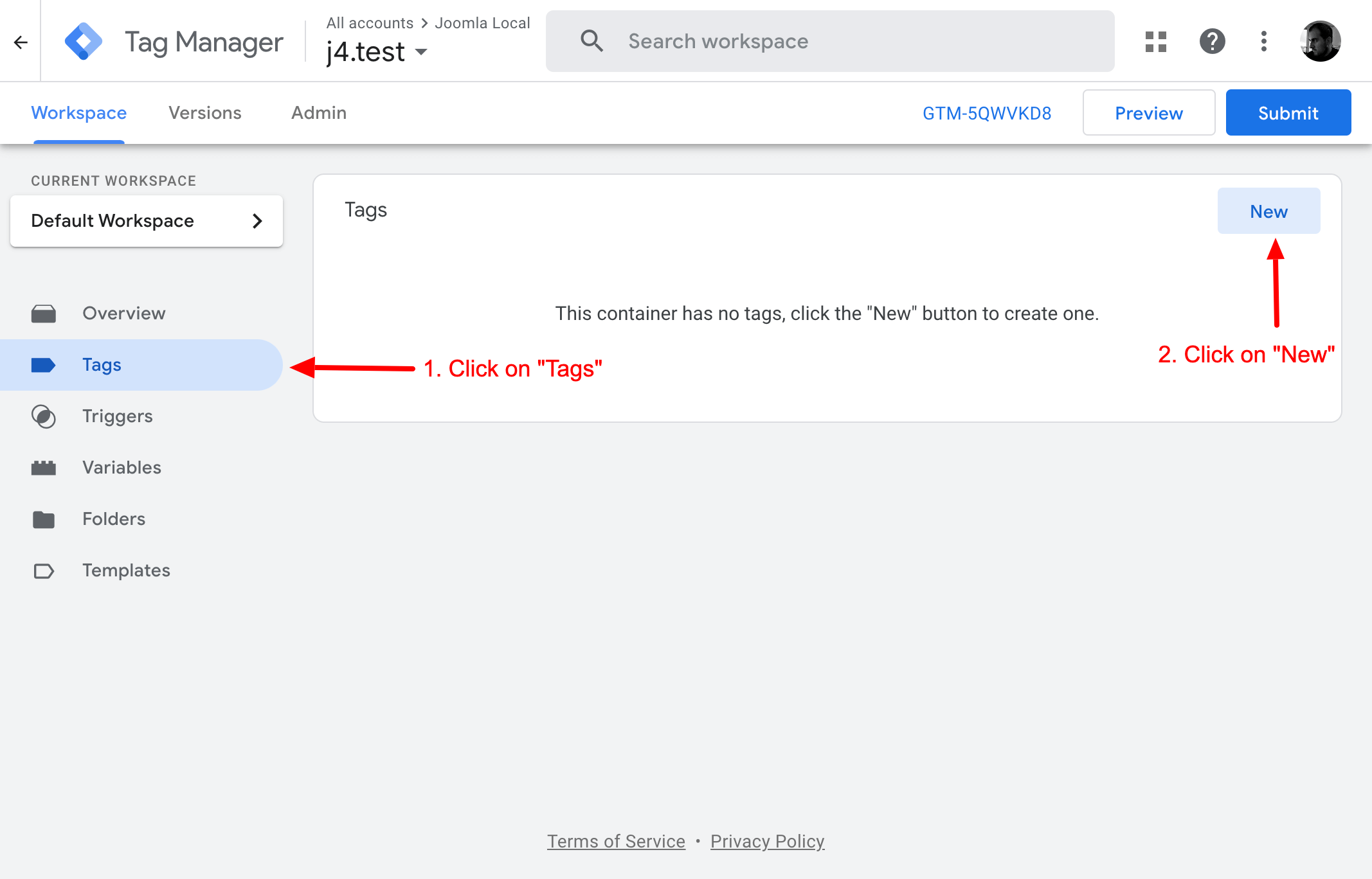 ساخت تگ Google Tag Manager